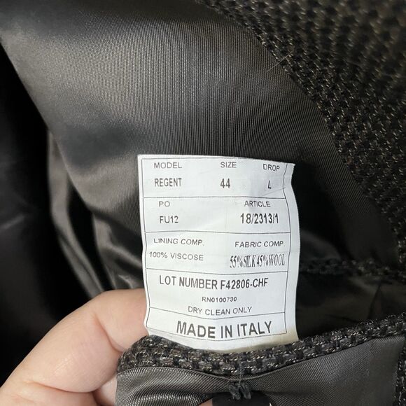 Zino Italian Regent Silk and Wool Sport Coat Blazer Two-Button Men's Size 44L - Picture 12 of 16